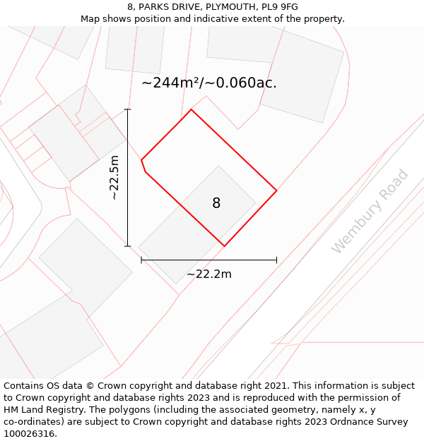 8, PARKS DRIVE, PLYMOUTH, PL9 9FG: Plot and title map