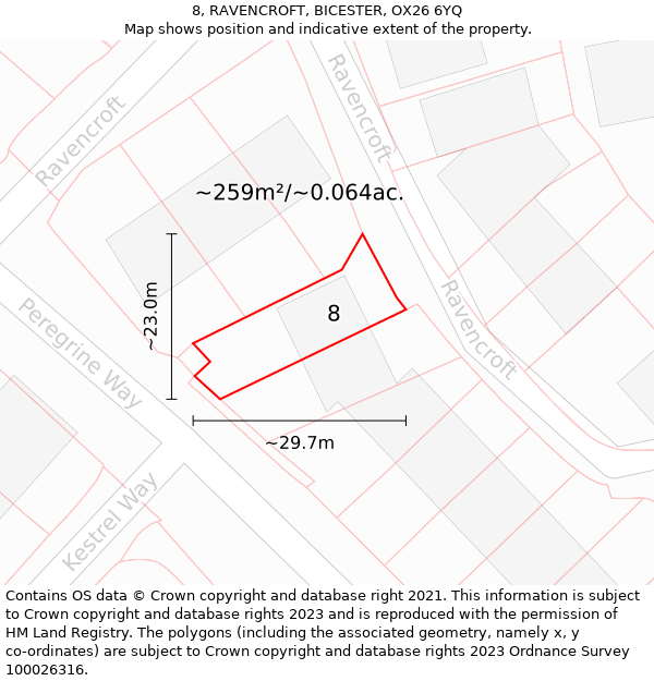 8, RAVENCROFT, BICESTER, OX26 6YQ: Plot and title map