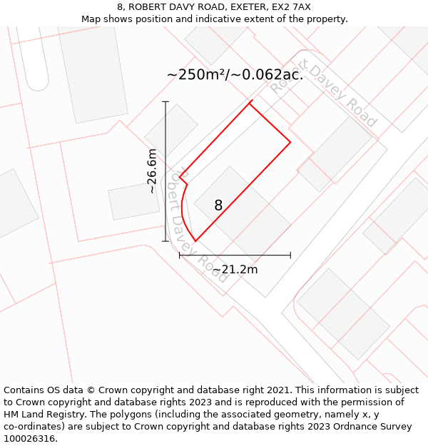 8, ROBERT DAVY ROAD, EXETER, EX2 7AX: Plot and title map