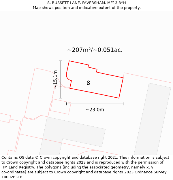 8, RUSSETT LANE, FAVERSHAM, ME13 8YH: Plot and title map