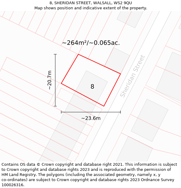 8, SHERIDAN STREET, WALSALL, WS2 9QU: Plot and title map