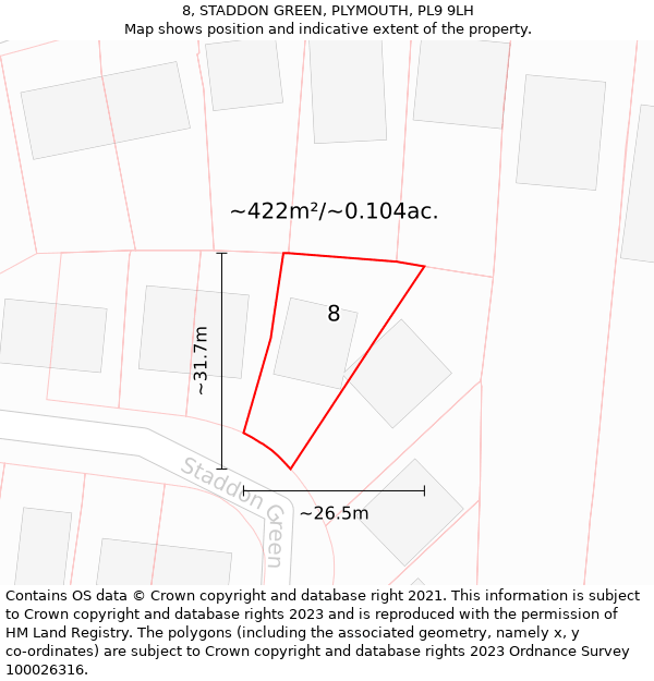 8, STADDON GREEN, PLYMOUTH, PL9 9LH: Plot and title map