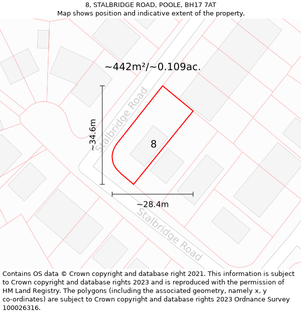 8, STALBRIDGE ROAD, POOLE, BH17 7AT: Plot and title map