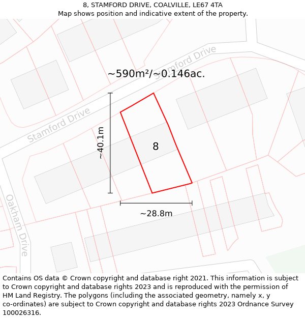 8, STAMFORD DRIVE, COALVILLE, LE67 4TA: Plot and title map