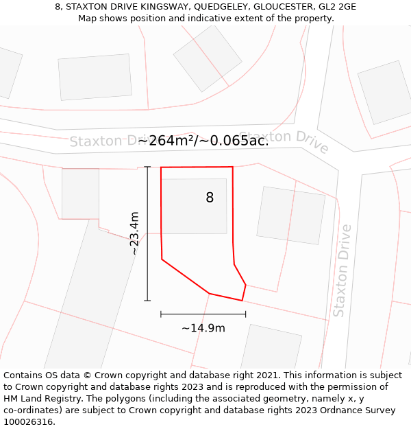 8, STAXTON DRIVE KINGSWAY, QUEDGELEY, GLOUCESTER, GL2 2GE: Plot and title map