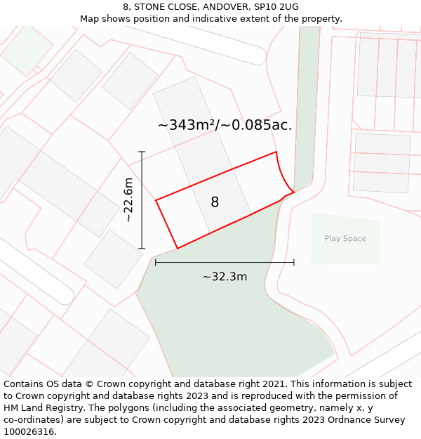 8, STONE CLOSE, ANDOVER, SP10 2UG: Plot and title map