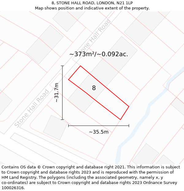 8, STONE HALL ROAD, LONDON, N21 1LP: Plot and title map