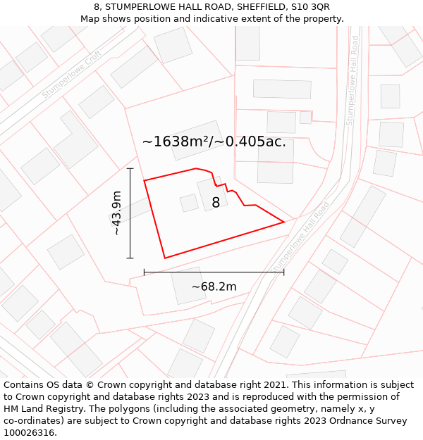 8, STUMPERLOWE HALL ROAD, SHEFFIELD, S10 3QR: Plot and title map