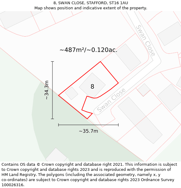 8, SWAN CLOSE, STAFFORD, ST16 1AU: Plot and title map