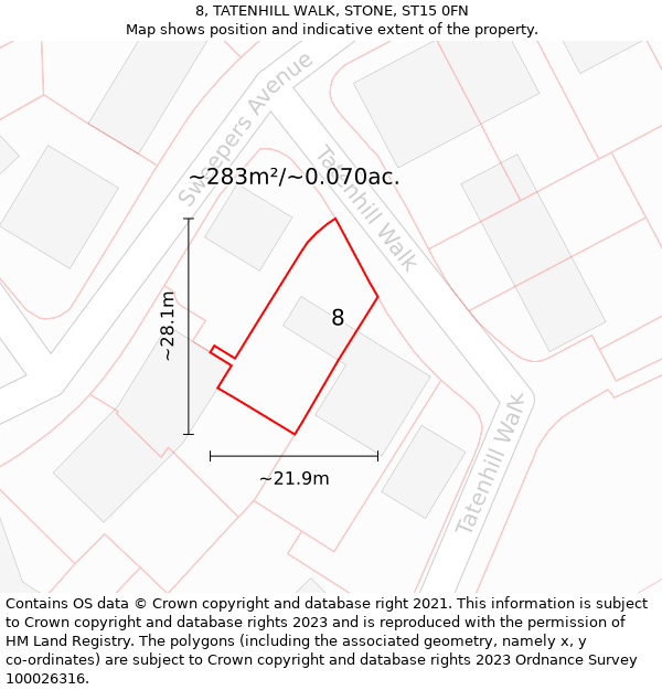 8, TATENHILL WALK, STONE, ST15 0FN: Plot and title map