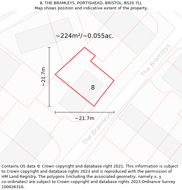 8, THE BRAMLEYS, PORTISHEAD, BRISTOL, BS20 7LL: Plot and title map