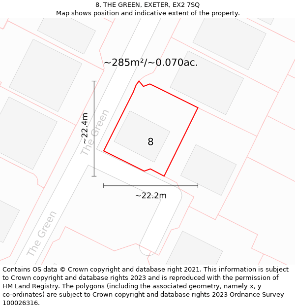 8, THE GREEN, EXETER, EX2 7SQ: Plot and title map