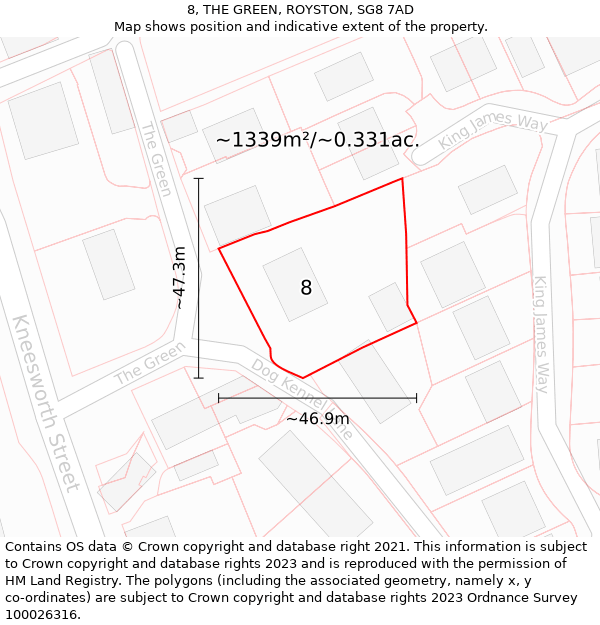 8, THE GREEN, ROYSTON, SG8 7AD: Plot and title map
