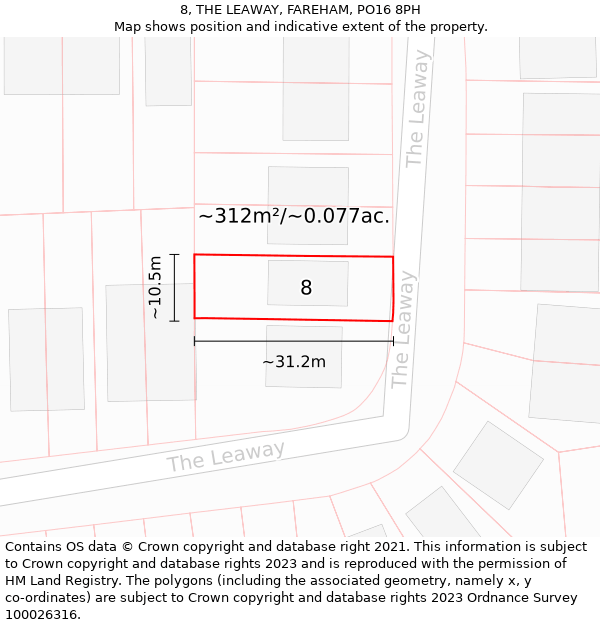 8, THE LEAWAY, FAREHAM, PO16 8PH: Plot and title map