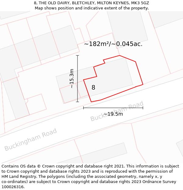 8, THE OLD DAIRY, BLETCHLEY, MILTON KEYNES, MK3 5GZ: Plot and title map