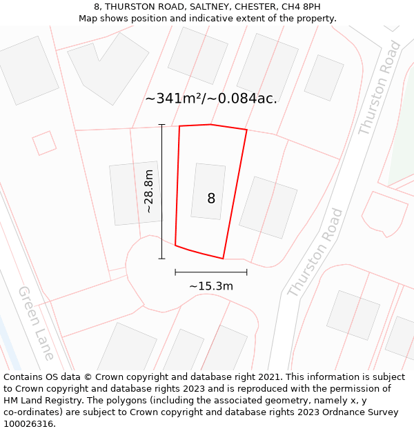 8, THURSTON ROAD, SALTNEY, CHESTER, CH4 8PH: Plot and title map