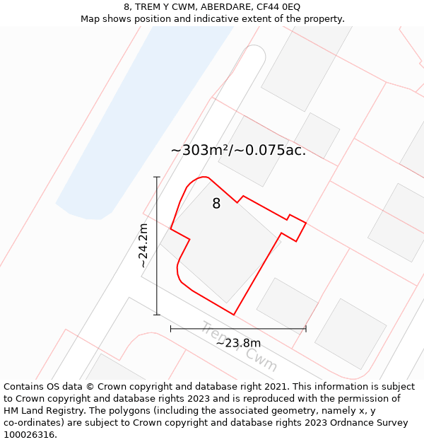 8, TREM Y CWM, ABERDARE, CF44 0EQ: Plot and title map