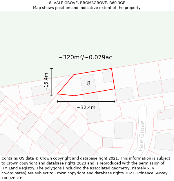 8, VALE GROVE, BROMSGROVE, B60 3GE: Plot and title map