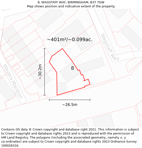 8, WAGSTAFF WAY, BIRMINGHAM, B37 7GW: Plot and title map