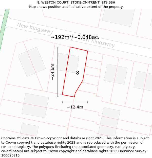 8, WESTON COURT, STOKE-ON-TRENT, ST3 6SH: Plot and title map