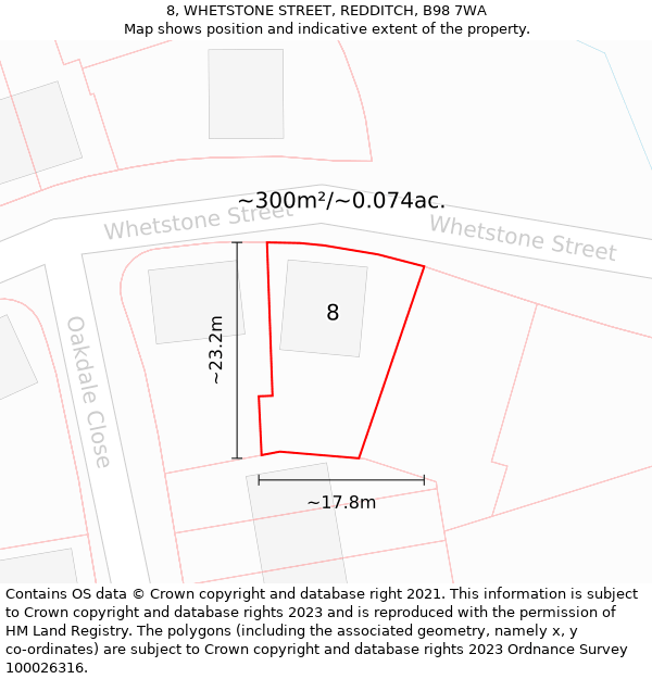 8, WHETSTONE STREET, REDDITCH, B98 7WA: Plot and title map