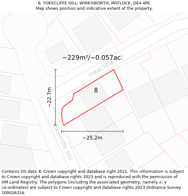 8, YOKECLIFFE HILL, WIRKSWORTH, MATLOCK, DE4 4PE: Plot and title map