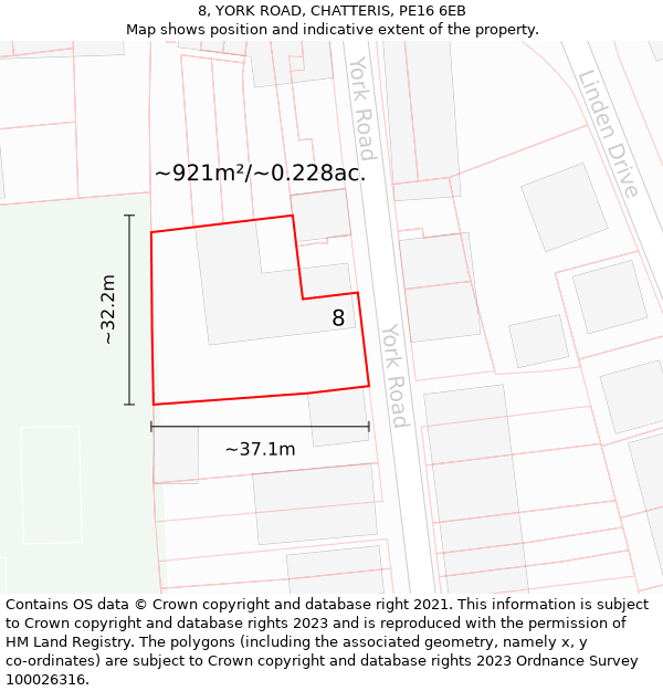 8, YORK ROAD, CHATTERIS, PE16 6EB: Plot and title map