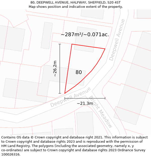 80, DEEPWELL AVENUE, HALFWAY, SHEFFIELD, S20 4ST: Plot and title map