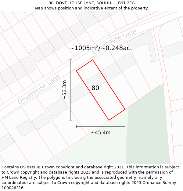 80, DOVE HOUSE LANE, SOLIHULL, B91 2EG: Plot and title map