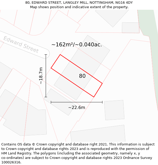 80, EDWARD STREET, LANGLEY MILL, NOTTINGHAM, NG16 4DY: Plot and title map