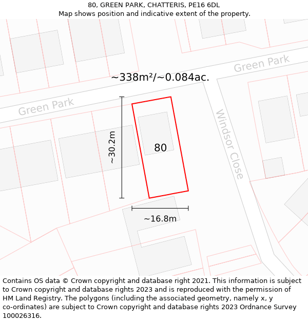 80, GREEN PARK, CHATTERIS, PE16 6DL: Plot and title map