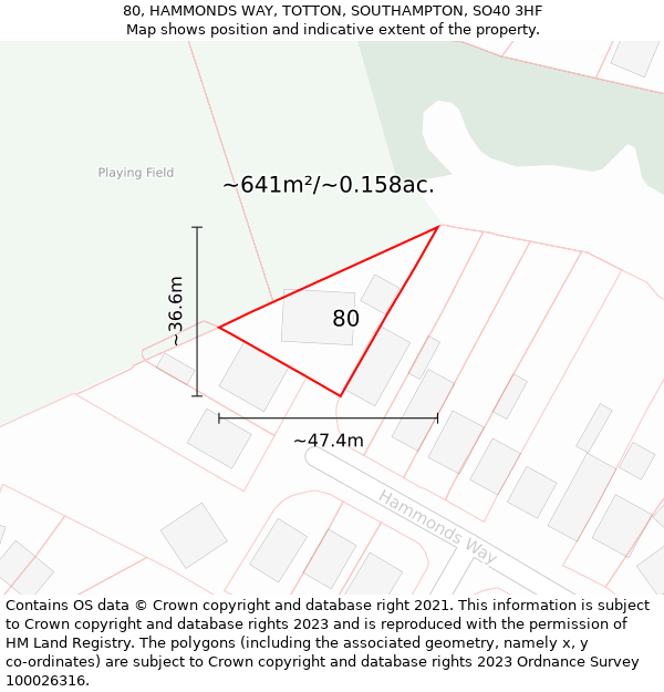 80, HAMMONDS WAY, TOTTON, SOUTHAMPTON, SO40 3HF: Plot and title map