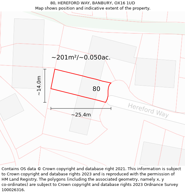 80, HEREFORD WAY, BANBURY, OX16 1UD: Plot and title map