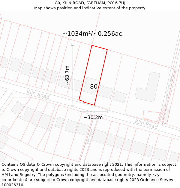 80, KILN ROAD, FAREHAM, PO16 7UJ: Plot and title map