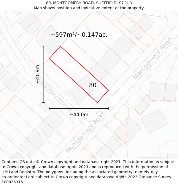 80, MONTGOMERY ROAD, SHEFFIELD, S7 1LR: Plot and title map