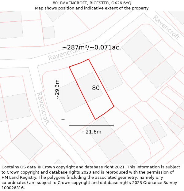 80, RAVENCROFT, BICESTER, OX26 6YQ: Plot and title map