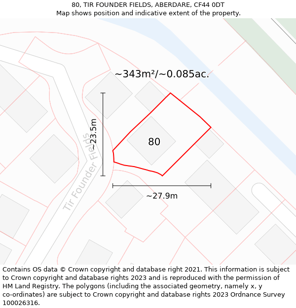 80, TIR FOUNDER FIELDS, ABERDARE, CF44 0DT: Plot and title map