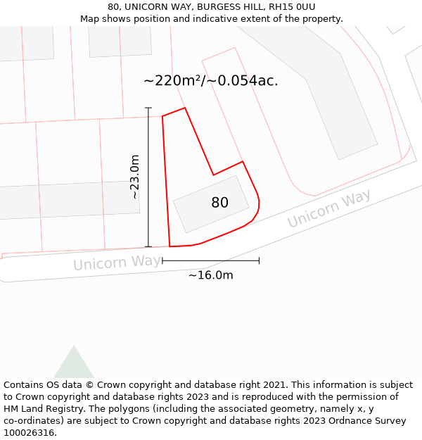 80, UNICORN WAY, BURGESS HILL, RH15 0UU: Plot and title map