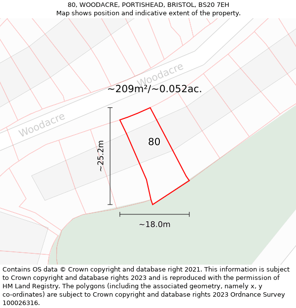 80, WOODACRE, PORTISHEAD, BRISTOL, BS20 7EH: Plot and title map