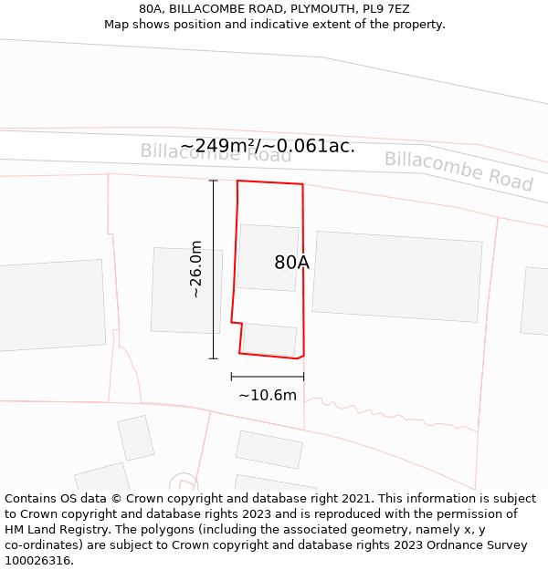 80A, BILLACOMBE ROAD, PLYMOUTH, PL9 7EZ: Plot and title map