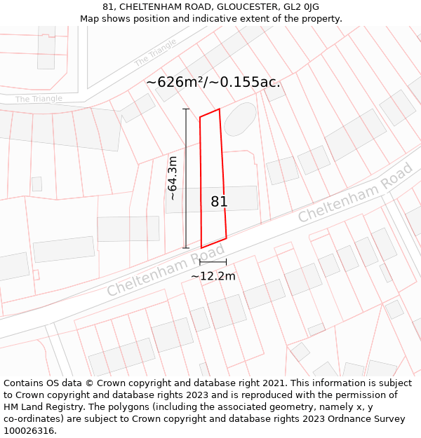 81, CHELTENHAM ROAD, GLOUCESTER, GL2 0JG: Plot and title map