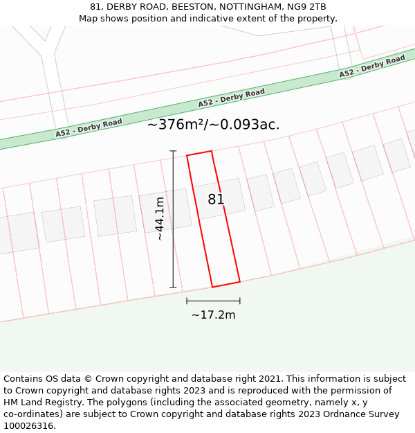 81, DERBY ROAD, BEESTON, NOTTINGHAM, NG9 2TB: Plot and title map