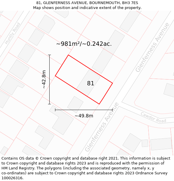 81, GLENFERNESS AVENUE, BOURNEMOUTH, BH3 7ES: Plot and title map