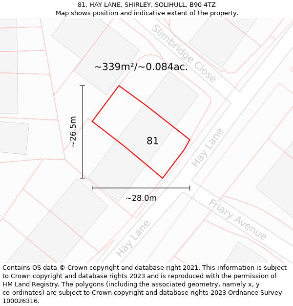 81, HAY LANE, SHIRLEY, SOLIHULL, B90 4TZ: Plot and title map