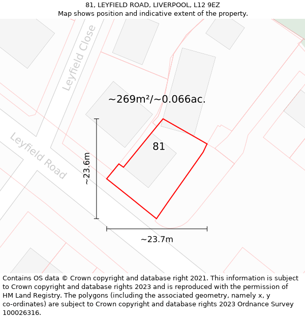81, LEYFIELD ROAD, LIVERPOOL, L12 9EZ: Plot and title map