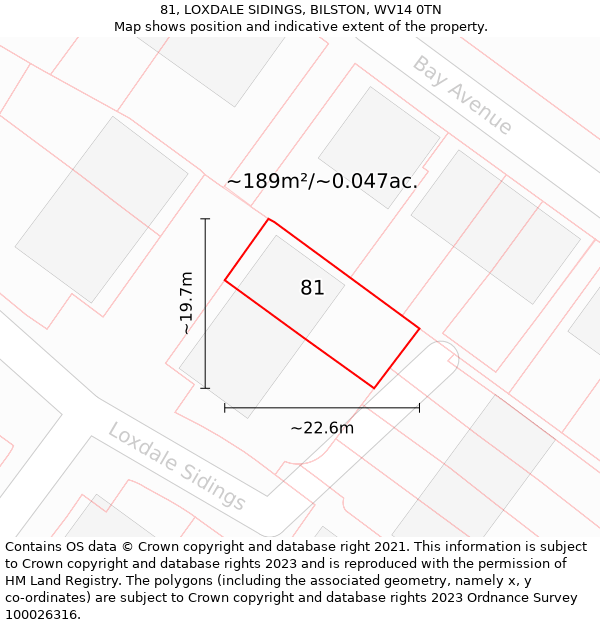 81, LOXDALE SIDINGS, BILSTON, WV14 0TN: Plot and title map