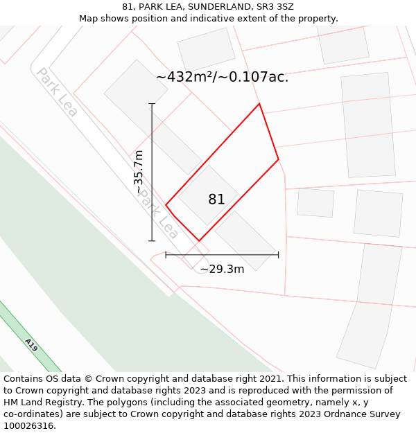 81, PARK LEA, SUNDERLAND, SR3 3SZ: Plot and title map