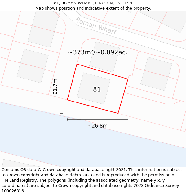 81, ROMAN WHARF, LINCOLN, LN1 1SN: Plot and title map