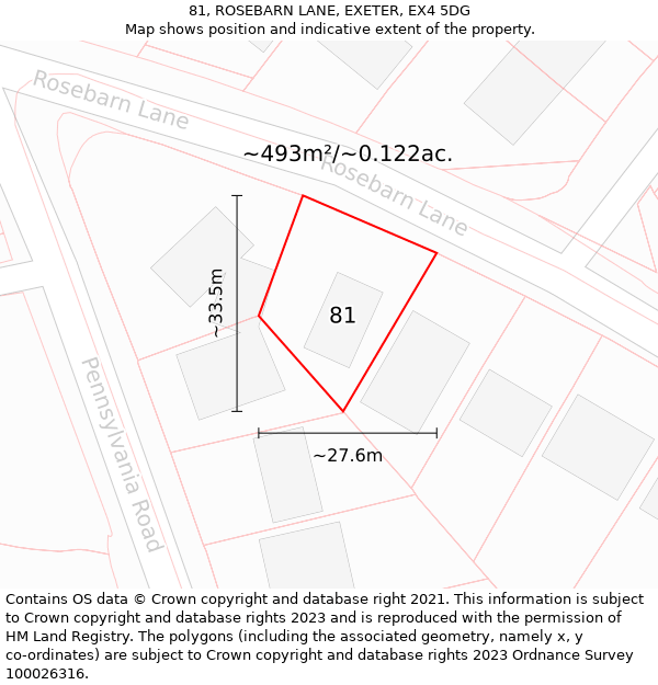 81, ROSEBARN LANE, EXETER, EX4 5DG: Plot and title map