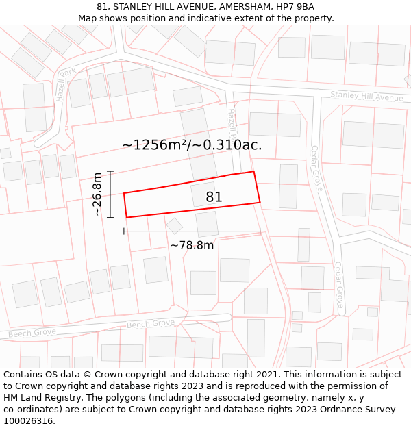 81, STANLEY HILL AVENUE, AMERSHAM, HP7 9BA: Plot and title map